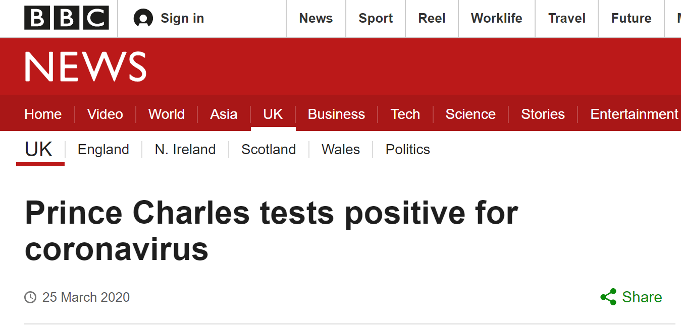 英媒：英国王储查尔斯王子新冠病毒检测呈阳性