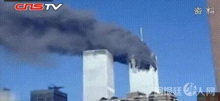 被飞机撞击的“双子塔”。(视频截图) 被飞机撞击的“双子塔”。(视频截图)