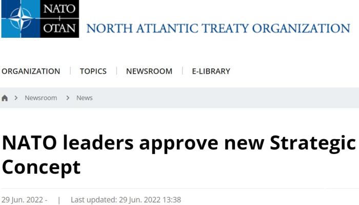 北约领导人批准新战略概念。图片来源：北约官网