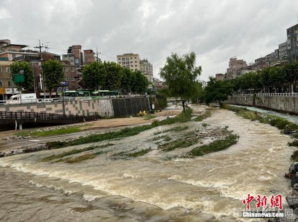 当地时间8月8日，韩国首都圈遭遇特大暴雨。中新社记者 刘旭 摄
