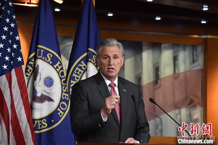资料图:众议院共和党领袖麦卡锡。 中新社记者 沙晗汀 摄 资料图:众议院共和党领袖麦卡锡。 中新社记者 沙晗汀 摄