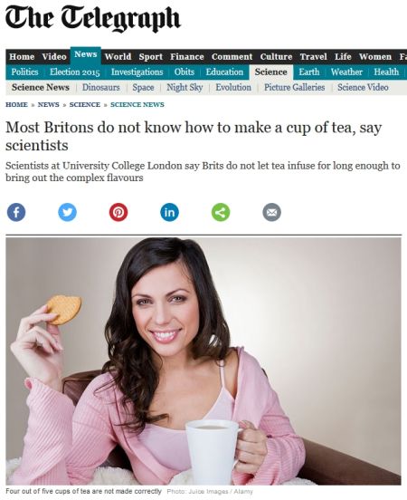 英国科学家认为泡茶时间应该超过2分钟。